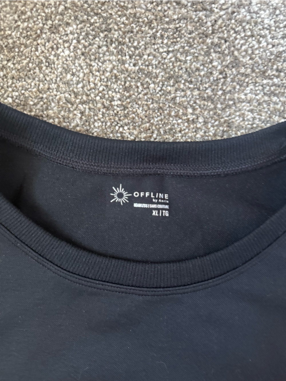 NWT Aerie Black Cropped Stretchy Athletic short Sleeve Top Womens Size XL - Picture 3 of 6